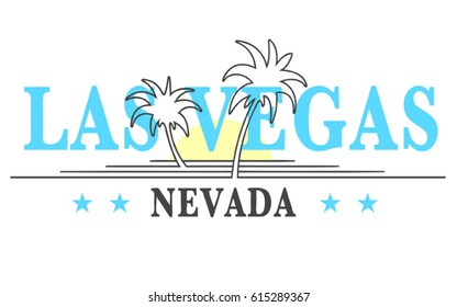 Vintage Tropical Graphic. Summer Graphic. Palm trees. Lettering ' Las Vegas Nevada' Vector Illustration. Apparel Print. t shirt print