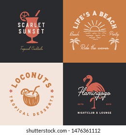 Vintage Tropical Illustrations - Set of 4 tropical hand drawn illustrations in a timeless style. Each icon has a rough, vintage texture. Use them for logos, t-shirt designs, posters and more!
