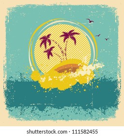 Vintage tropical island.Abstract image with grunge elements