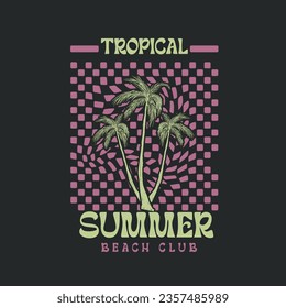 Vintage Tropical Sommer Beach Club Typografie T-Shirt Design