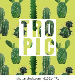 Vintage Tropical Summer Cactus Graphic Design for T shirt, Fashion, Prints in Vector