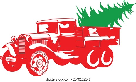 Vintage Truck With Christmas Tree is suitable for t-shirt, laser cutting, sublimation, hobby, cards, invitations, website or crafts projects. Perfect for magazine, news papers, posters, headers etc.