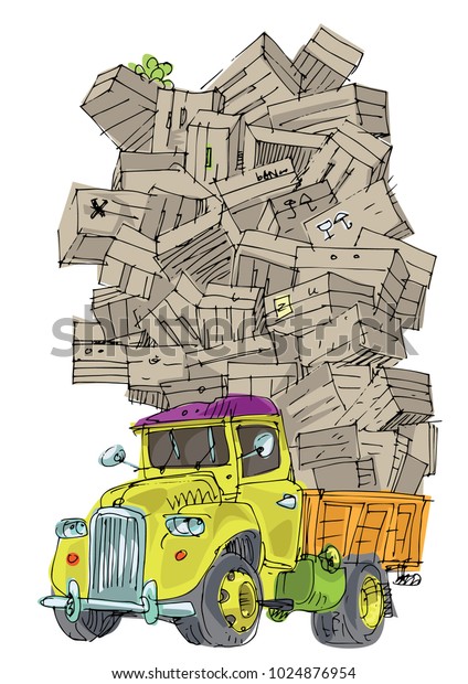 overloaded truck vector