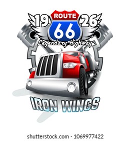 Vintage Truck, Route 66 Logo.