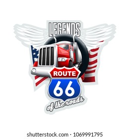 Vintage Truck, Route 66 Logo.