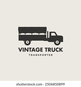 Vintage truck soft side lorries logo vector icon illustration