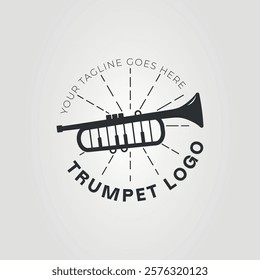 vintage trumpet with piano for musical logo vector illustration design