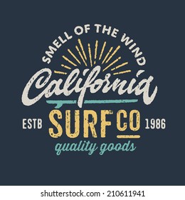 Vintage t-shirt apparel graphic design for surfing company 