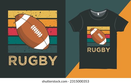 Vintage T-shirt design with American Football Vector, Retro Style Rugby T-shirt