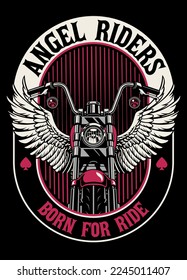 Vintage T-shirt Design of Angel Rider Motorcycle Club