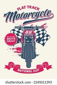 Vintage T-shirt Design of Flat Track Racing Motorcycle