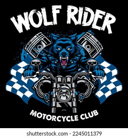 Vintage T-shirt design of Wolf Biker Rider Motorcycle Club