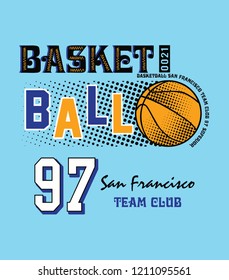 Vintage t-shirt graphic design, grange print stamp, basketball typography emblem, creative sports logo, Vector