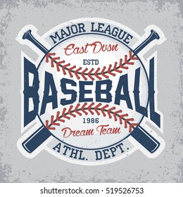 Vintage t-shirt graphic design,  grange print stamp, baseball typography emblem, Creative sports logo, Vector