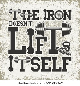 Vintage t-shirt graphic design,  grange print stamp, fitness typography emblem,  gym sports logo Creative design, Vector