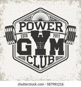 Vintage t-shirt graphic design,  grange print stamp, fitness typography emblem,  gym sports logo Creative design, Vector 