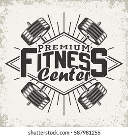 Vintage t-shirt graphic design,  grange print stamp, fitness typography emblem,  gym sports logo Creative design, Vector