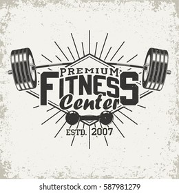 Vintage t-shirt graphic design,  grange print stamp, fitness typography emblem,  gym sports logo Creative design, Vector