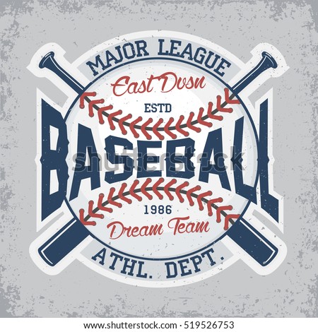 Vintage t-shirt graphic design,  grange print stamp, baseball typography emblem, Creative sports logo, Vector