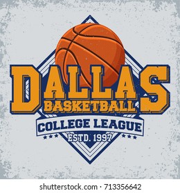 Vintage t-shirt graphic design, print stamp, basketball typography emblem, Creative design, Vector