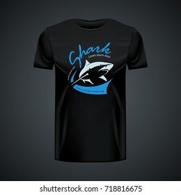 vintage t-shirt template with aggressive shark. 