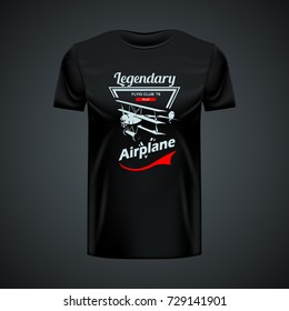 Vintage t-shirt template with Airplane logo