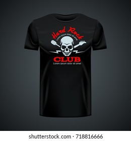 Vintage t-shirt template with Hard Rock Club layout.
