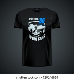 Vintage t-shirt template with retro car logo