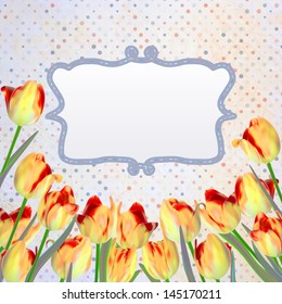 Vintage tulips card with polka dot. And also includes EPS 10 vector