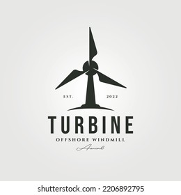 logotipo de turbina vintage diseño de símbolo vectorial, logotipo de molino de viento marino