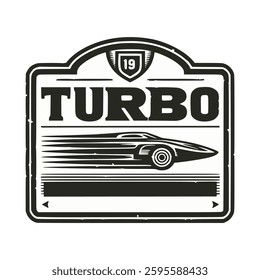 vintage turbo emblem label badge print poster retro vector illustration template design