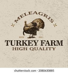 Vintage turkey farm logo. for logo, icon, template, brand, sign, symbol of a business. file vector