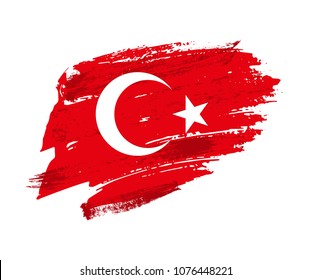 Vintage Turkish flag illustration. Vector Turkish flag on grunge texture.