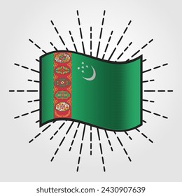 Vintage Turkmenistan National Flag Illustration