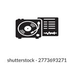 vintage turntable with sound wave vector illustration flat design