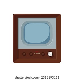 Vintage TV 50s illustration flat vector isolated on white background. Element for history of TV concept and World television day