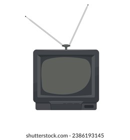 Vintage TV 90s ilustra el vector plano aislado en fondo blanco. Elemento para la historia del concepto de TV y Día Mundial de la Televisión