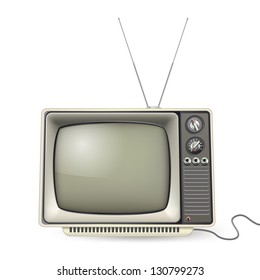 Vintage TV with antenna and wire