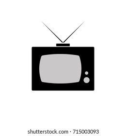 Vintage TV black flat vector icon
