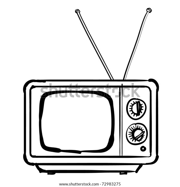 Vintage Tv Childrens Sketch Square Tv Stock Vector (Royalty Free) 72983275