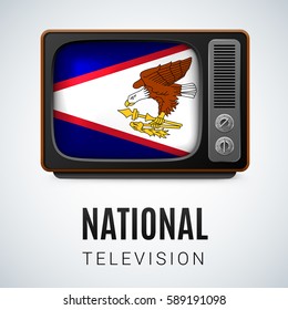 Vintage TV and Flag of American Samoa as Symbol National Television. Tele Receiver with flag design