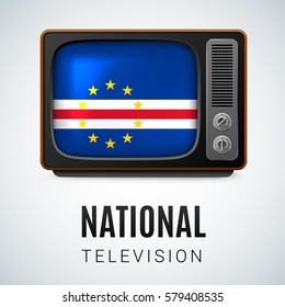 Vintage TV and Flag of Cape Verde as Symbol National Television. Tele Receiver with flag design