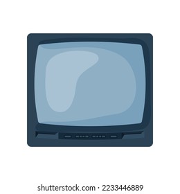 Ilustración vectorial plana de TV vintage. Dispositivo electrónico retro de 80 o 90, TV antigua aislada en fondo blanco. Concepto de música y tecnología