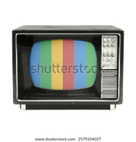 Vintage TV with a grayscale effect for creating collages. Vector illustration