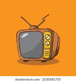 Vintage TV illustration cartoon style vector