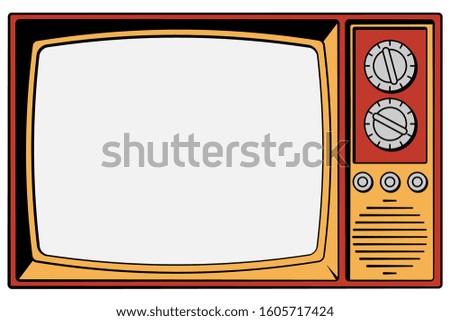 Vintage TV on a white background with isolated screen. Vector