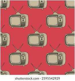 Vintage TV pattern retro vector design