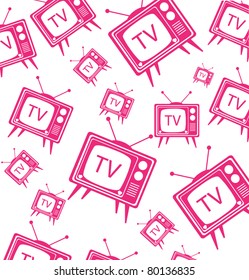 Vintage TV pattern vector illustration