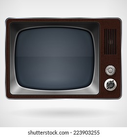 Vintage TV set, vector illustration, TV speaker and switches. Vector illustration