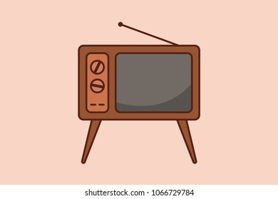 A vintage tv with simple design.